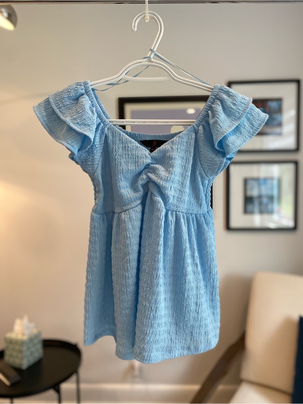 NOBO Light Blue Flutter Sleeve Babydoll Top - Picture 4 of 4